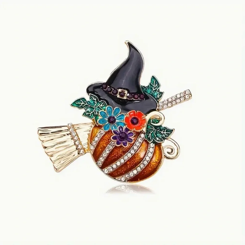 Halloween Witchy Pumpkin Brooch Pin